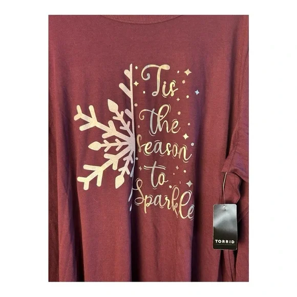 Torrid Purple Long Sleeve Tee with Festive Design - Picture 7 of 8